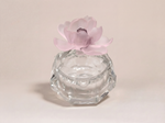 Yasmine luxury faceted crystal jar with handcrafted peony flower lid by Atelier Carrousel
