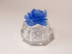 Sapphire luxury crystal jar with handcrafted royal blue crystal flower lid by Atelier Carrousel