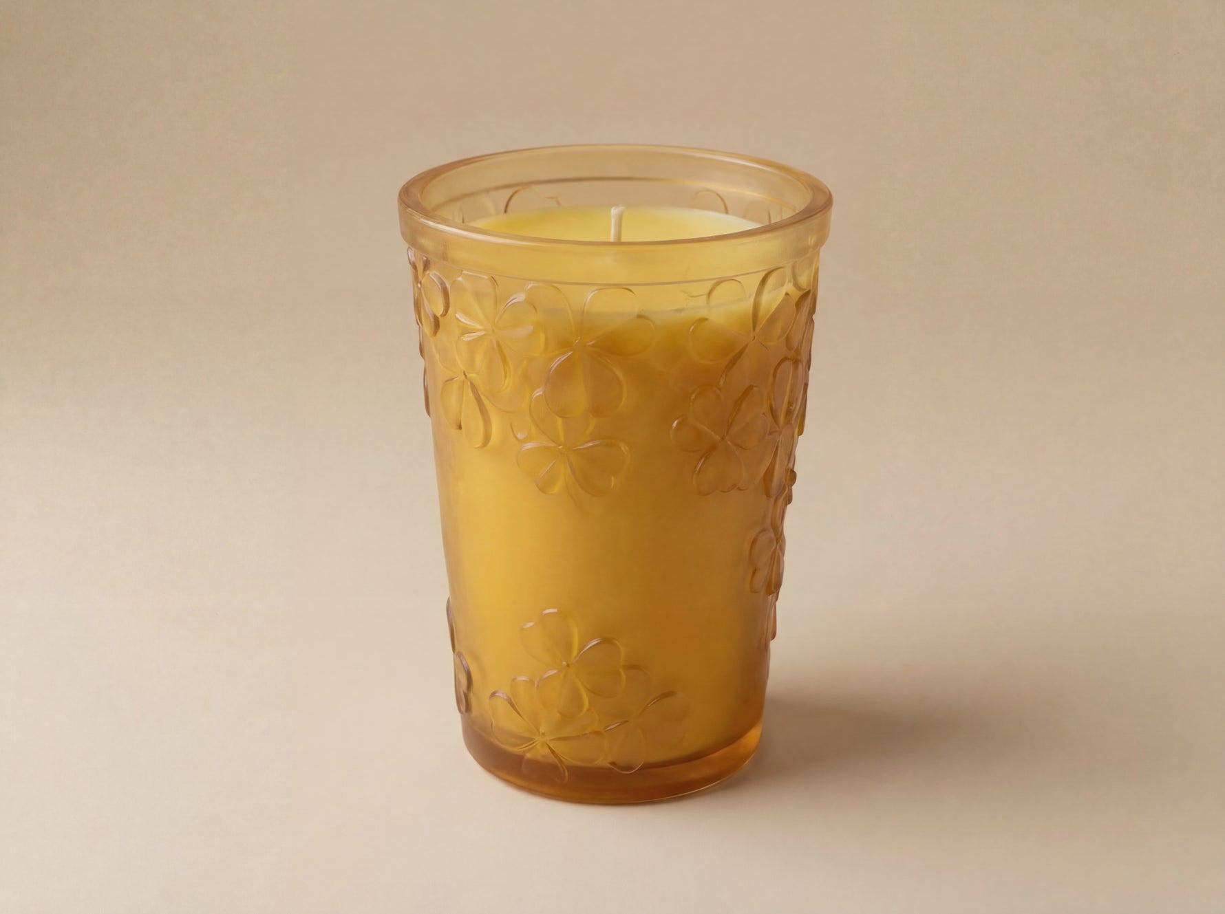 Petal Symphony luxury textured crystal candle jar with floral embossing by Atelier Carrousel