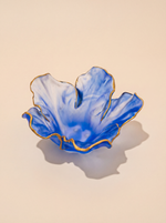 Azure Bloom luxury blue crystal flower bowl with gold rims by Atelier Carrousel
