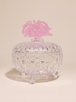 Ward Blush – textured glass jar with three handcrafted pink crystal roses فاخر من أتيليه كاروسيل